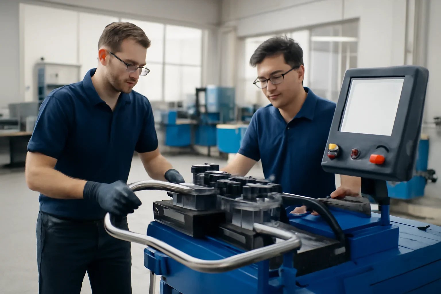 Precision tube bending setup for Bay Area custom tubular parts production