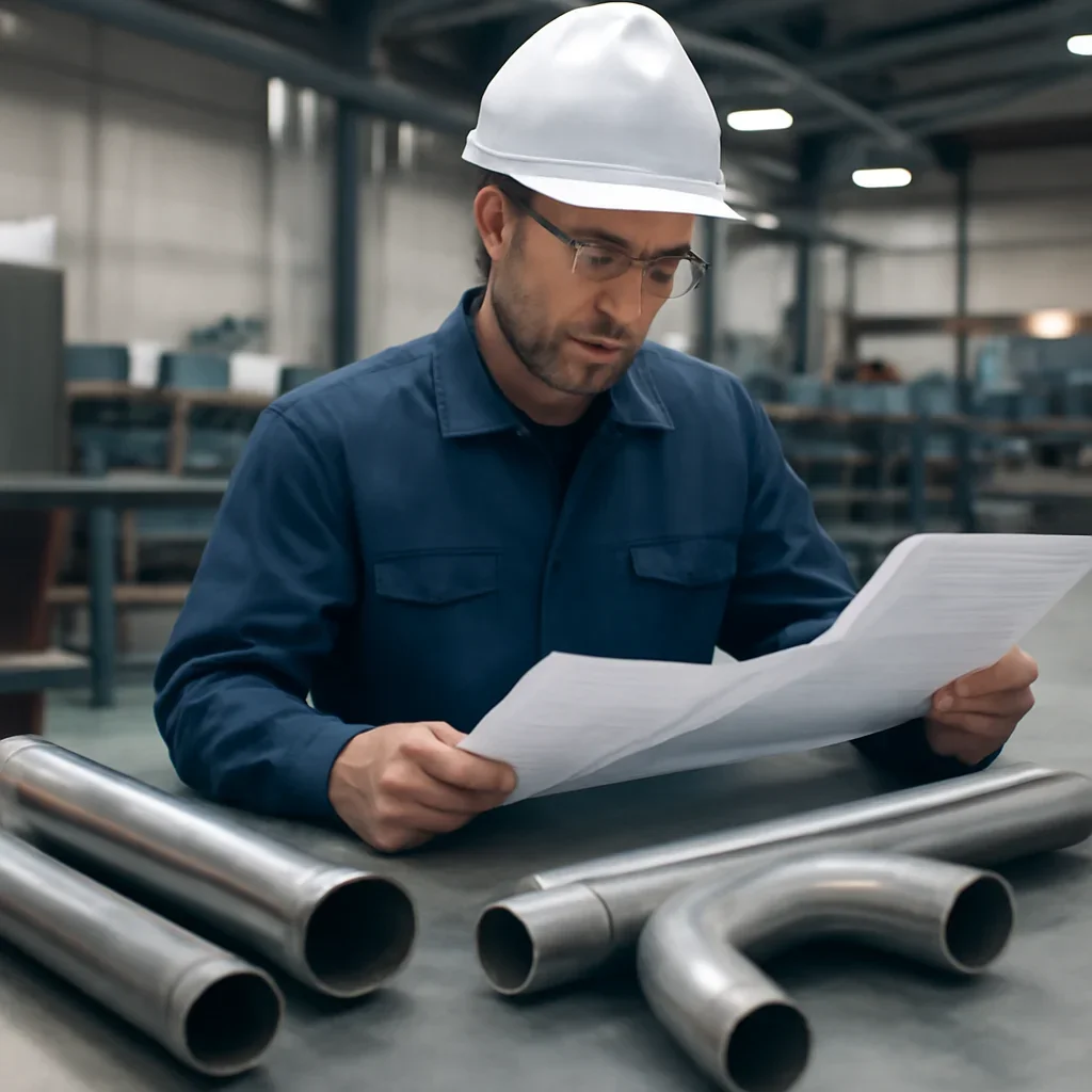Engineering review and finished parts for heavy equipment tubing production planning