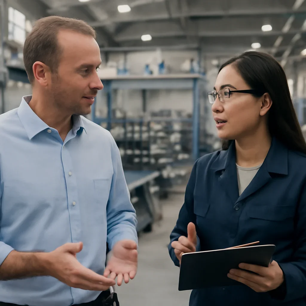 Bay Area manufacturing team discussing local fabrication support