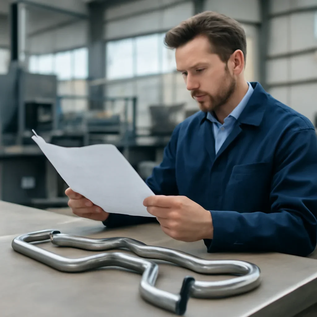 Engineering review and finished parts for serpentine bending production planning